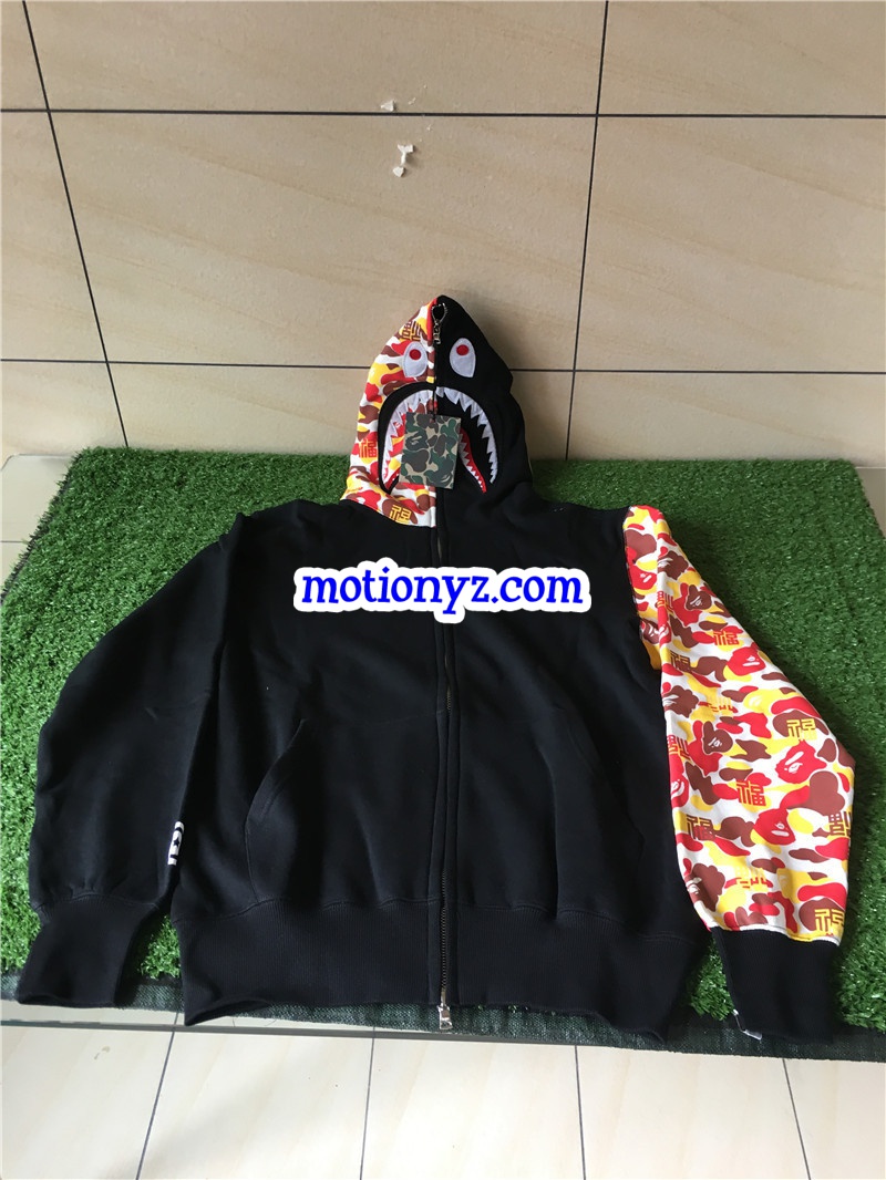 A Bathing Ape Bape Shark Hoodies Black Camo